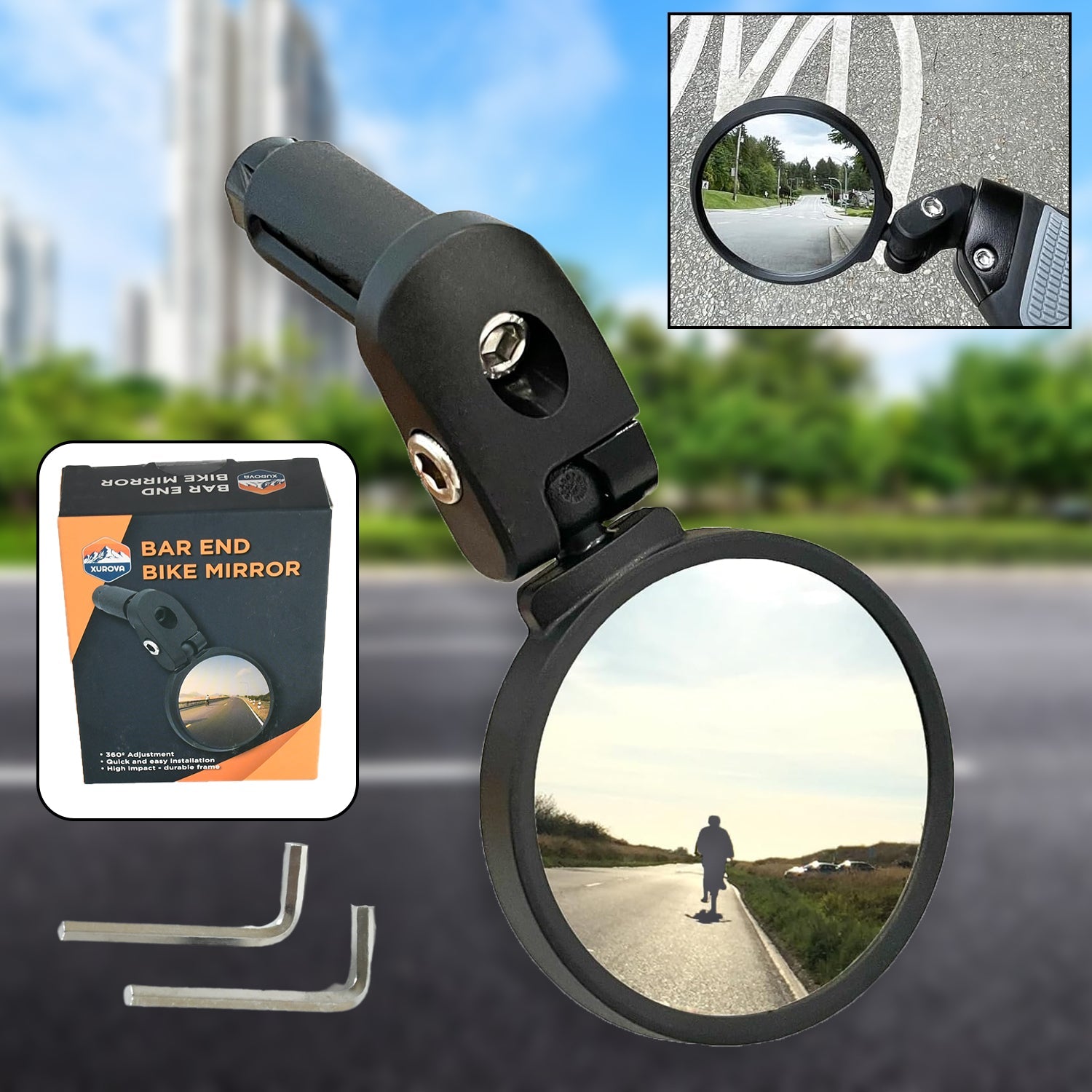 8505 Bar End Bike Mirror, Safe Rearview Mirror 360° Rotatable & Foldable Safety Bicycle Rear View Mirror, Mirror Durable Bike Mirror (1 Pc) 8505 Bar End Bike Mirror, Safe Rearview Mirror 360° Rotatable & Foldable Safety Bicycle Rear View Mirror, Mirror Durable Bike Mirror (1 Pc)